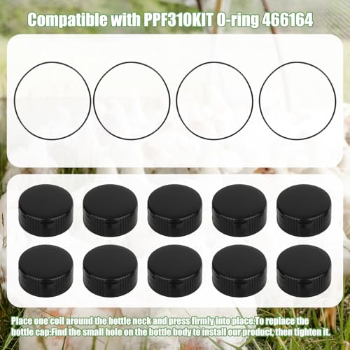Poultry Fountain Renewal Waterer Parts, Compatible with Miller PPF3 PPF5 PPF7 10 Plastic Replacement Cap 4 O-Ring Chicken Poultry Feeder Fountain Renewal Parts Kit 3/5/7 Gallon