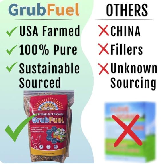 Buff Clucks Grub Fuel Black Soldier Fly Larvae for Chickens, Chick Feed 5lb | Chicken Snack for Poultry, Chicken Treats for Laying Hens, Dried BSFL Rich in Protein, Calcium, Fiber, Essential Fatty Acids - size: 5 Pound (Pack of 1)