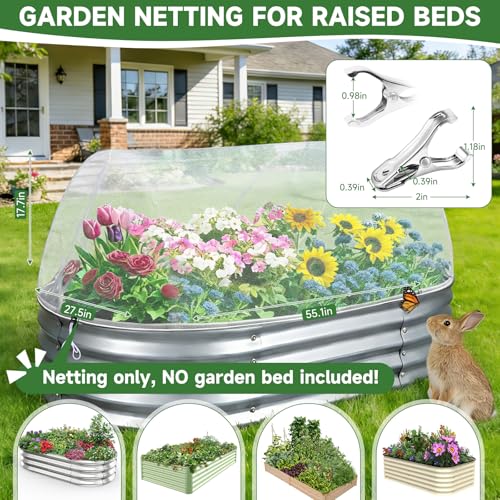 Garden Netting for Raised Beds 2PCS, Raised Garden Bed Plant Netting Cover Mesh with Drawstring for Garden Protection, Rectangular Bird Insect Netting Pest Barrier Screen for Vegetable, 4x2x1ft, White - color: 2pcs White Mesh, size: 4x2x1ft