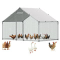 VEVOR Large Metal Chicken Coop with Run, Walkin Chicken Coop for Yard with Waterproof Cover, 6.5 x 9.8 x 6.5 ft, Spire Roof Large Poultry Cage for Hen House, Duck Coop and Rabbit Run - size: 117.6"L x 79.2"W x 79.2"H