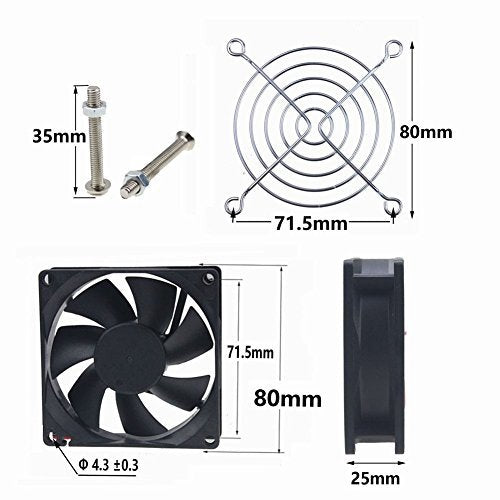 GDSTIME 80mm x 80mm x 25mm 24V Brushless DC Cooling Fan 2Pin PC Case Fans | for UPS, Amplifiers, RV Fridge, Incubator, Inverter, Solar Battery Box, LED Stage Lights, CNC Control Box - 80x80x25mm, 8025 - size: 80x25mm