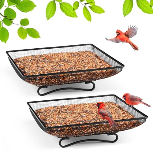 Ground Bird Feeder Tray 11x11 Inches, Metal Platform Mesh Seed Tray for Bird Feeders, Great Attracting Garden Yard Decoration for Wild Birds Squirrels Dove,2 Pack - size: 11x11 inches (2 pack)
