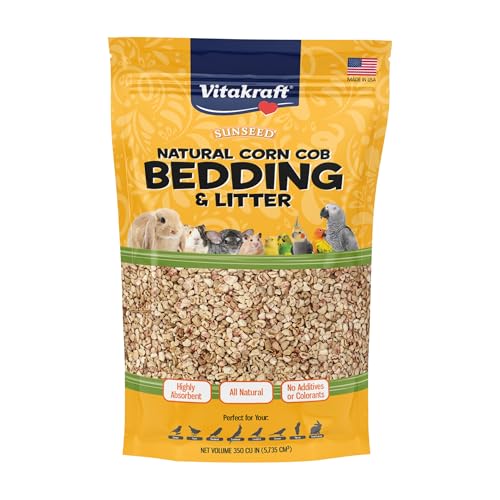 Sunseed Natural Corn Cob Bedding & Litter for Pet Birds and Small Animals – Made in USA – 350 Cubic Inches