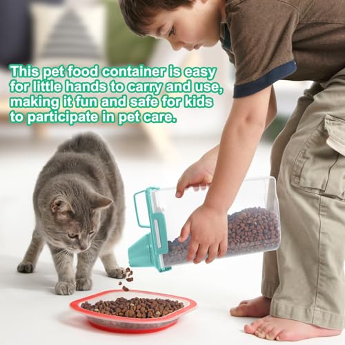 TBMax Rice Container Cereal Storage Container 2 Pack 5 Lbs, Kitchen Pantry Dry Food Storage Holder with Easy-Pouring Spout & Handy Cup, Small Pet Dog Cat Food Dispenser for Daily Feeding -Cyan - color: Cyan 3+3Qt