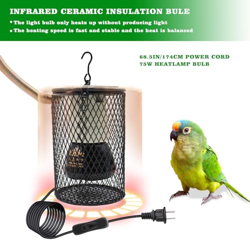 Bird House Incubator, Bird Nesting Box with Heat Lamp, 75W Ceramic Heat Emitter Heater Lamp, Birdcage Accessories, Suitable for Parrot Parakeet Cockatiel Lovebirds Budgie
