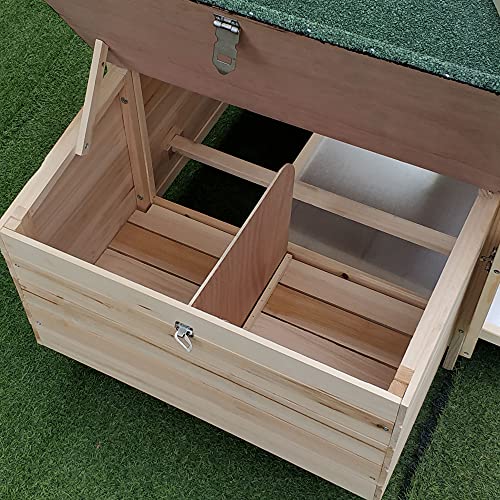 PawHut 77" Wooden Chicken Coop with Nesting Box, Cute Outdoor Hen House with Removable Tray, Ramp Run, for Garden Backyard, Natural | Cute Design, Removable Tray, Ramp Run, for Garden Backyard - color: Natural