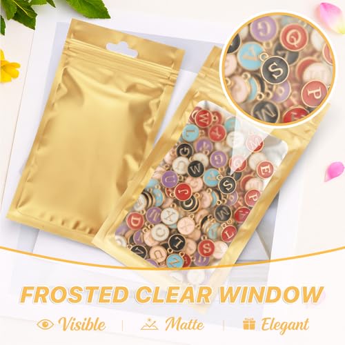ANZNKU 100 Pcs Colorful Mylar Bags, Resealable Smell Proof Bag Foil Pouch | 5Colors, 7.08x10.24", Frosted Clear Window, Seal Zip Baggies, Packaging Bags for Small Business Candy Jewelry Treat Favor - color: 5 Colors -1, size: 7.08x10.24 inches