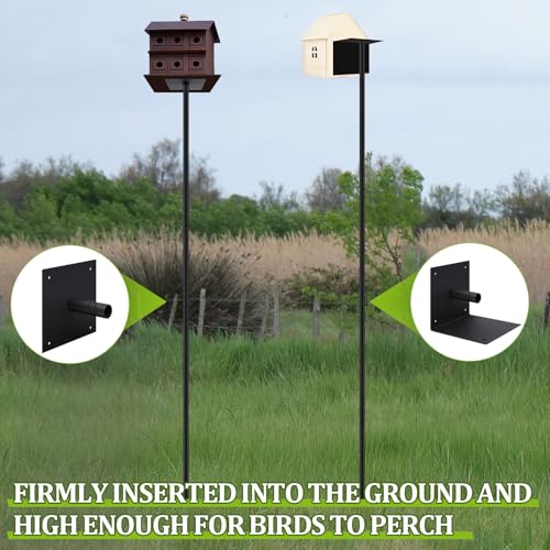 Yaocom 2 Pack 12ft Telescoping Bat House Purple Martin House Pole - Supports 5kg, Anti-Oxidation Steel with Heavy Duty 5-Claw Base & 2 Mounting Platforms, Outdoor Use