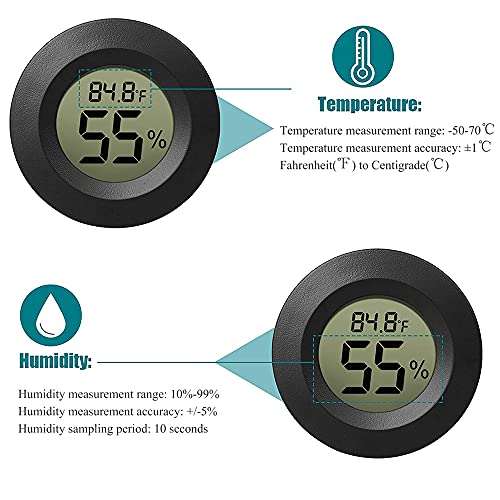 10-Pack Mini Thermometer Hygrometer, Small Digital Electronic Temperature Humidity Meters Gauge Indoor LCD Display for Greenhouse, Garden, Cellar, Fridge, Mason Jar