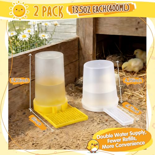 2 Pack Quail Water Feeder, Anti Drowning Design, 400ml | Ideal for Button Quail, Quails, Baby Chicks, Ducks, and Baby Birds - size: 2pack 400ml, style: 2pack Quail Water Feeder