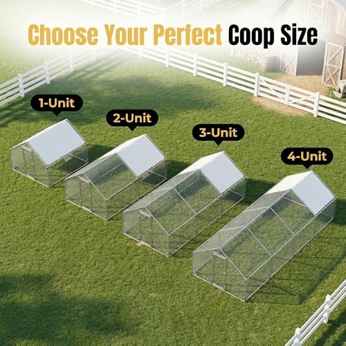 Efficraft Walk-in Chicken Coop, 9.8 x 6.5 x 6.5 ft, Cover & Perch | 9.8 x 6.5 x 6.5 ft walk-in metal run with stability braces, weather cover, and eucalyptus roosting perch. - size: 78"L x118"W x 78"H