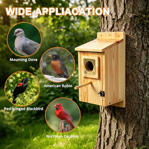 Bluebird Houses for Outside with Copper Guard,Wooden Cedar Birdhouse Kit | 1-1/2"Entrance Hole Outdoor Waterproof Bird Nesting Box,Wren Cardinal Chickadee Finch Sparrow Robin Bird,No Assembly Required