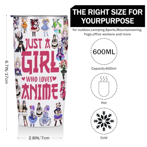 Jztco Anime Merch 20 oz Tumbler Kawaii Stuff Manga Coffee Mugs | Funny Insulated Tumblers Thermal Cup for Sports Travel Graduation Birthday Gifts for Anime Lovers Fans Women - color: Multi 1296
