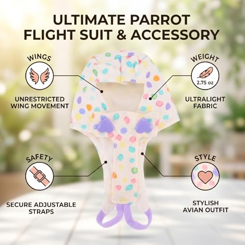 Haofy Parrot Flight Suit Lightweight Adjustable Bird Harness with Backstrap Design Safe Escape Proof for Outdoor Travel Cute Parrot Outfit Wings Free Movement (Style 2) - size: Style 2