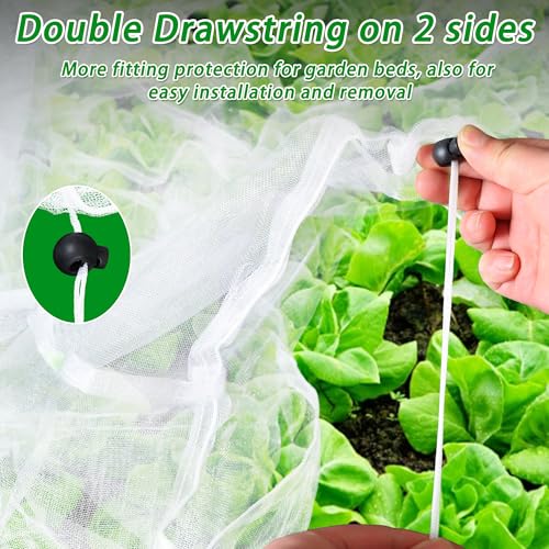 Garden Netting for Raised Beds, Plant Covers Garden Protection Bird Netting | 6x3FT Raised Garden Bed Cover, Ultra Fine Mesh Netting Pest Barrier for Vegetables Fruits Crops, with Drawstring & Clip, 2PCS - size: 6x3x1FT
