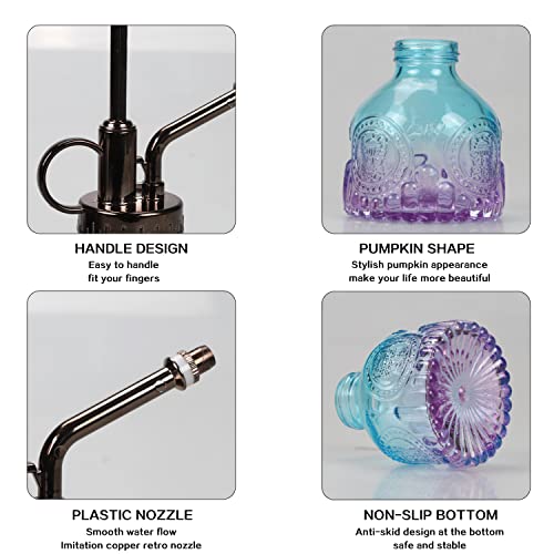 TOMEX Glass Plant Mister Spray Bottle 200ML Watering Bottle with Top Pump Watering Can for Indoor Outdoor House Plants, Flowers (Blue-Purple) - color: Blue-Purple