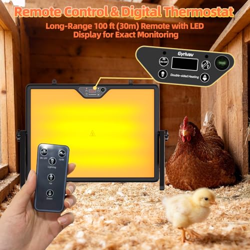 180W Dual-Sided Chicken Heat Plate with Remote - 4 Timer Settings, Night Light, Overheat Protection, LED Display & Adjustable Heat Plate for Chicks and Winter Pets (Light Black) - color: Light Black