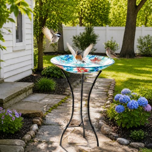 Outdoor Metal Bird Bath Stand, Sturdy Birdbath Bowl Stand, 32 Inch, Fade and Weather Resistant, Outdoor Decoration for Glass BirdBaths, Garden Yards Lawn(Essential) - style: Essential