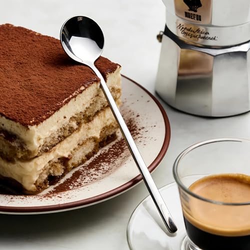 Long-handled Mirror-Finish Small Round Stainless Steel Spoon, Suitable for Scooping Bird's Nest, Honey, Coffee, Milk Powder, Sugar, Cocoa Powder and Other Foods & Desserts (10pcs 5.9", Silver) - size: 5.9in, style: 10Pcs Silver