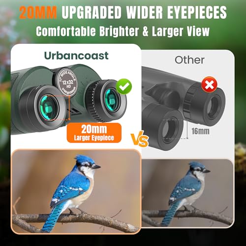 12x32 Compact Binoculars for Adults High Powered, Large View & Super Bright | Easy Focus, Waterproof, Lightweight, Small Binocular for Bird Watching, Cruise Ship, Travel, Sightseeing, Sports, Concerts - color: Dark Green