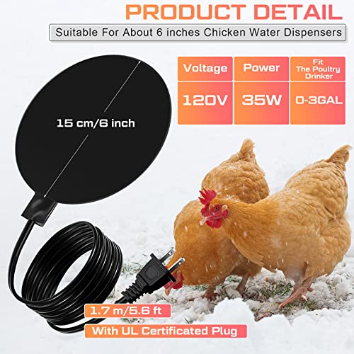 Hortsun Chicken Water Heater Base 120v 35w Pad for Metal Stock Tank,Black - color: Black