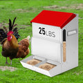 Automatic Chicken Feeder 25lb,Outdoor Galvanized Metal Poultry Feeder No Waste Rat Proof Feeder Trough with Lid Hanging Chicken Feeder Dispenser for Quails,Bantams, Ducks and Turkey