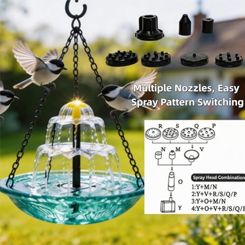 2026 New Solar Cascade Hanging Bird Bath Fountain – Outdoor Bowl Bird Bath with Solar Pump, Large Hanging Fountain for Hummingbirds, Gardens, Patio & Backyard (Blue)