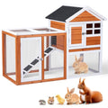 Outvita Rabbit Hutch, Small Wood Chicken Coop, 48" w/Pull-Out Tray | Guinea Pig Cage , Waterproof Asphalt Roof, Chicken Run, Interactive Door for Small Animal Pen Outdoor