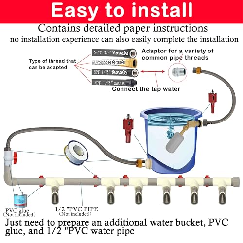 Complete Set Pipeline Stainless Steel Pig Waterer System,Pig Waterer Nipples with Water Tank Connector,Automatic Pig Nipple Water Drinker,Pig Nozzle Nipple Drinker,Pig Water Nipple for Hog Piglet Goat