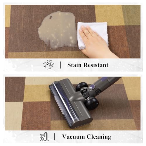 Anti Fatigue Kitchen Mat, Non Slip Cushioned Standing Floor Mat, Waterproof Kitchen Runner Rug, Farmhouse Comfort Padded Mat for Sink, Laundry, Office, Tan&Brown, 24''x71'' - color: Tan&brown