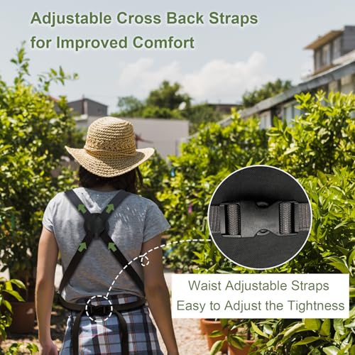 Gardening Apron Waterproof Cross Back Apron, Extra 600D Heavy Duty Apron Harvest and Large Quick Release Pockets - color: Black, size: Large