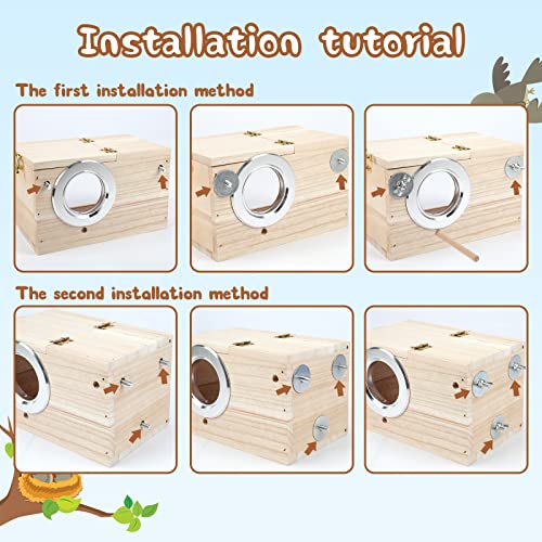 GINDOORParakeet Nesting Box,Transparent Cockatiel Nesting House(M) | Detachable Wooden Pine Bird Nest,Breeding box for Parrot, Lovebirds, Budgie, Conure, and Other Small Birds - size: S