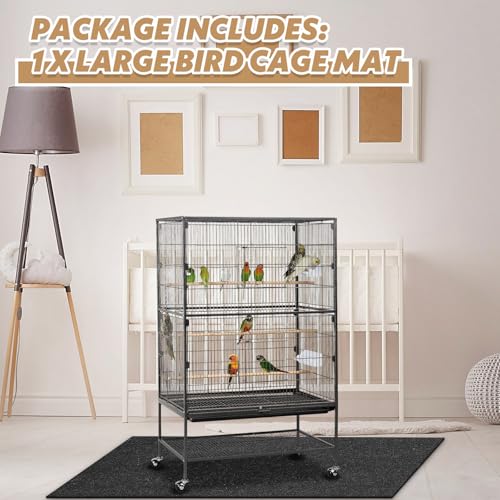 Nuanchu Large Bird Cage Mat, 48 x 36 Inch Under Pet Cage Mat, Absorbent/Waterproof Felt Pad for Bird Cages, Reptile Aquariums, Dog Kennels, with Non-Slip Backing for Hard Floors and Surfaces - size: 48 x 36 Inch