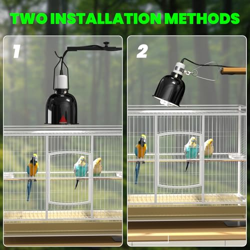 GlowUp Bird Cage Light Fixture Combo Kit, Deep Dome Lampshade with 2.4% UVB Bulb 20W, Bird Light for Captive Birds, Reptiles - size: 20W UVB 2.4 Combo Kit