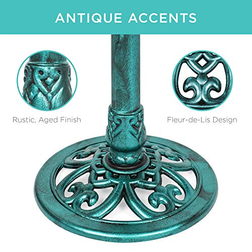 Best Choice Products 28in Pedestal Bird Bath, Vintage Outdoor Resin Accent Decoration w/Fleur-de-Lis Accents - Green - color: Green