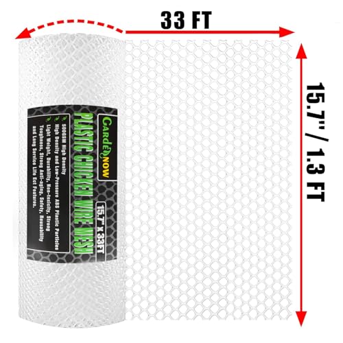 Upgraded 15.7IN x 33FT ABS Plastic Chicken White Wire Fence Mesh, Poultry Fencing, Hexagonal Fencing Wire for Gardening, Construction Barrier Netting, Chicken Wire Frame Crafts, Floral Netting - color: White