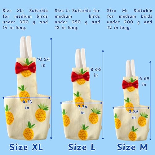 Birds Pigeon Diaper Pants Harness and Leash, Bird Diapers for Pigeons and Leash Harness, Diapers for Birds Cockatiel Parrot, Parakeet Diaper, Pigeon Pants, Parrot Clothes for Bird (XL-Pineapple) - size: XL-Pineapple