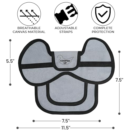 COOPED UP Canvas Chicken Saddle for Medium-Large Hens with Larger Wing Cover and Adjustable Straps - Gray - color: Gray