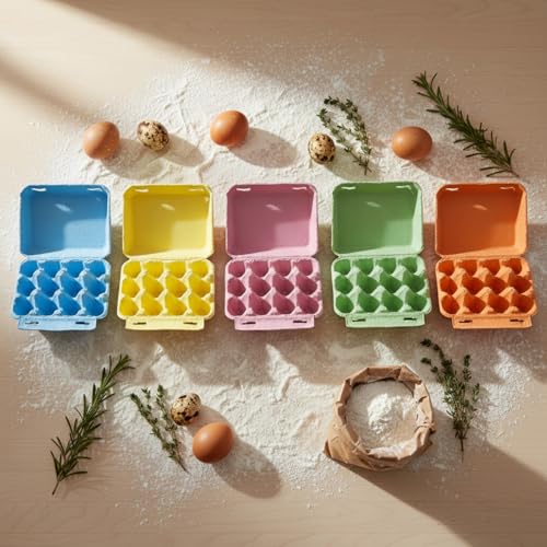 Zubebe 200 Pcs Paper Pulp Egg Cartons, 3 x 4 Style, Multi-functional, Sturdy, Degradable, Cardboard Material, Ideal for Family, Farms, Markets, Storing, Transporting, Selling (Colorful) - color: Colorful