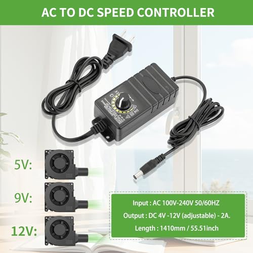 120mm Squirrel Cage 12V Electric Blower Fan with Speed Controller | Adjustable air blower, Replacement fan for BBQ Smoker, Charcoal Starter, Wood Stove Bellow & Inflatable Equipment Ventilation