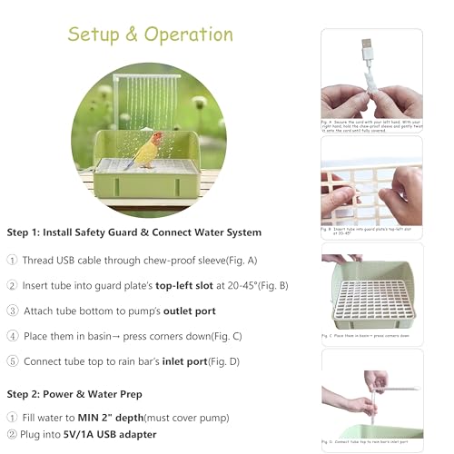 Bird Bath,Automatic Parrot Shower Bath, Birds Shower Bathtub, Birdcage, & Bird Perch with Feeder and Chew Toys Pinecones for Small Medium Birds, Parakeet Budgies Cockatiels Conures Finches, Lovebirds