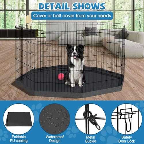Artmalle 30-Inch Dog Playpen with Bottom Pad, 8-Panel Rustproof Fence | 30-inch rustproof 8-panel dog playpen with bottom pad, foldable setup and flexible shapes for indoor or outdoor use. - style: 24'' x 30'' with Bottom cover