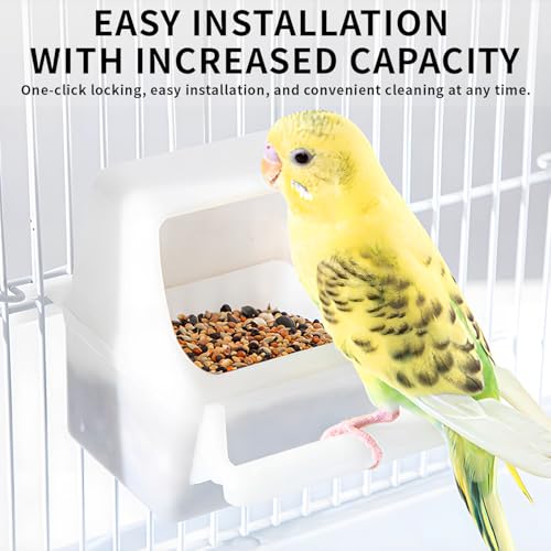 2 Pack Bird Feeding and Clear Water Bowl,Bird Cage Feeder with Bracket,Anti Spill and Leak Proof Bird Food Box