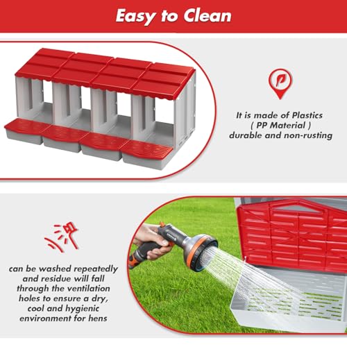 4 Hole Chicken Nesting Box with Rolling Egg Collection Design | Rolling Egg Collection & Protection Nesting Boxes, Avoid Broken Eggs, Ideal for Coops, Backyard & Family Chicken Raising ﻿ - size: 4 Compartment