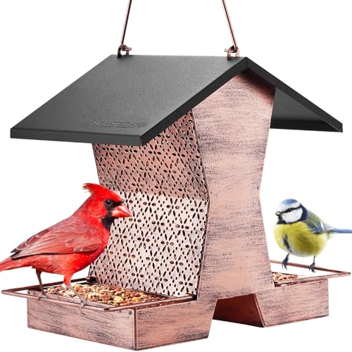HouseSapp Bird Feeders for Outdoors Hanging - 2.4 LBs Metal Bird Feeder, House Shape Birdfeeders Attracting Wild Birds for Outside, Yard, Garden Decoration, Heavy Duty Platform