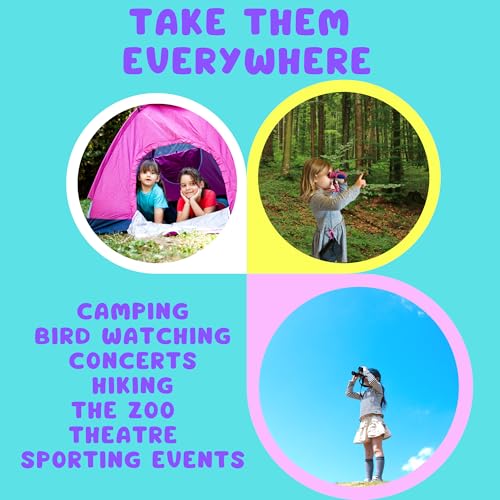 Kids Binoculars Ages 3-12, 8x21 Compact Shockproof Purple | bird watching, hiking, outdoor adventures, includes carry case, neck strap, compass, carabiner, high resolution optics - color: Purple