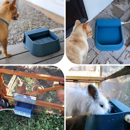 NAMSAN Outdoor Automatic Dog Water Dispenser, Large Water Bowl for All Kinds of Animals, Auto Refill Waterer for Pet Livestock, Water Trough Include 59" Anti-Bite Metal Water Pipe, Fit GHT Faucet