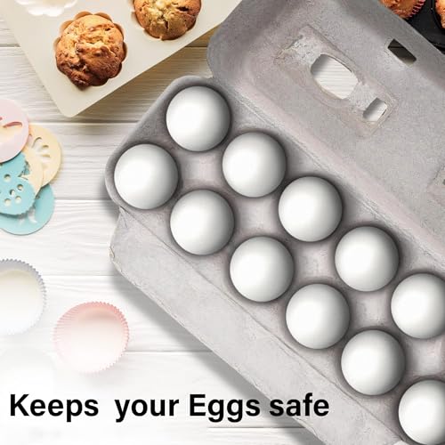MT Products Blank Natural Pulp Egg Cartons Holds Up to Twelve Eggs - 1 Dozen - Strong Sturdy Egg Crate Cardboard Material Perfect For Storing Extra Eggs (25 Pieces) - Made in the USA - size: Standard