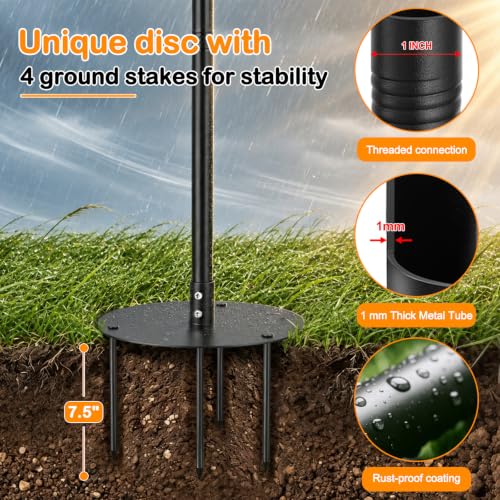 Bird Feeder Pole 85 Inch, Heavy Duty Adjustable Bird House Pole Mount Kit, Universal Top and Side Mount for Smart Bird Feeders, Bird Houses, Seed Trays and Weather Stations with 4-Stake Stable Base - size: 85 INCH