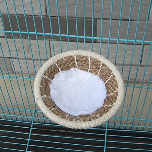 Bird Breeding Nest Bed Hut Toy with Warm Comfortable Mat Handmade Cotton Weave Hemp Rope Hatching Hut Cave Cage Accessories for Parakeet Conure Cockatiel Canary Finch Lovebird Budgie (B: HEMP) - color: B - Hemp